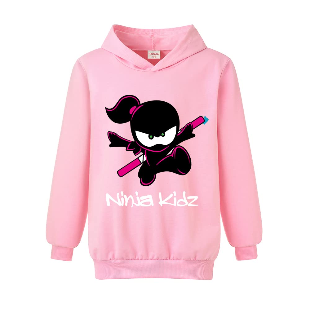 Ninja Kidz Merch Girls and Boys Printed Sweatshirt Hoodie Kids Casual Jumper Top (Pink, 7-8 Years, 7 Years, 8 Years)