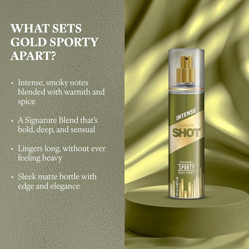 Image of Layer'r Shot Gold Sporty Body Spray for Men, 135ml | Long-Lasting Deodorant with Fresh Grapefruit, Pineapple & Vanilla Amber Fragrance | All-Day Freshness | Ideal for Daily Use