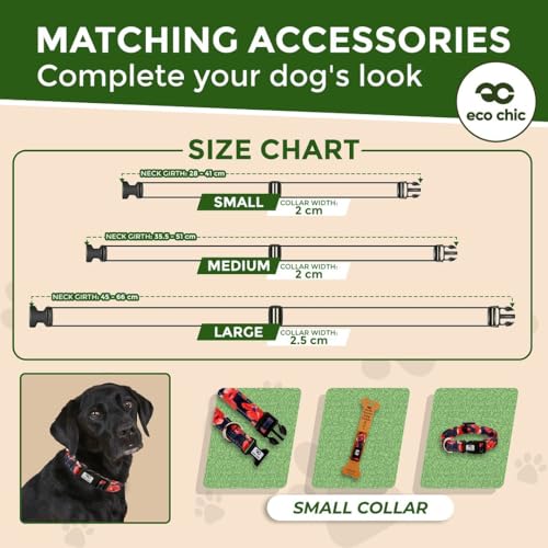 Eco Chic Recycled Reflective Dog Collar Soft Adjustable Pet Collar with Quick Release Buckle (Poppies Navy Small) - Image 4