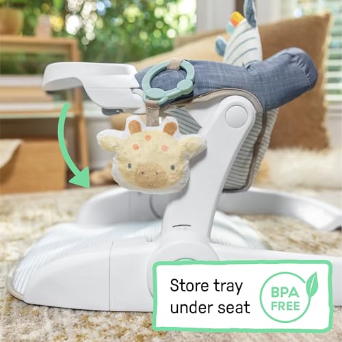 Ingenuity Prop Spot Learn-to-Sit Floor Seat for Baby, Removable Tray, 2 Linkable Toys, Tummy Time Mat, Unisex, for Ages 4-12 Months - Casi - image 5