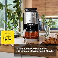 YOER Filterkaffeemaschine mit integriertem Kegelmahlwerk, 12 Tassen, 1520 W, 1,5L Glaskanne, 24h Timer, Dauerfilter, Warmhaltefunktion, Edelstahl INOX, CMG03BK DripFlow, schwarz – Ansicht 5