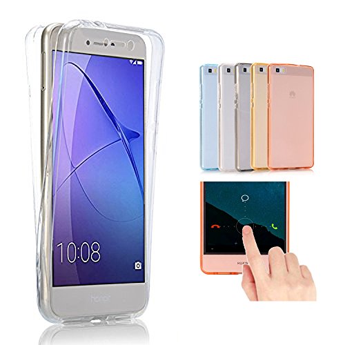 2ndSpring Funda para Huawei G8 / GX8,360 Grados Doble Delantera + Trasera De Gel Integral Silicona TPU Carcasa Case Cover para Huawei G8 / GX8,Claro
