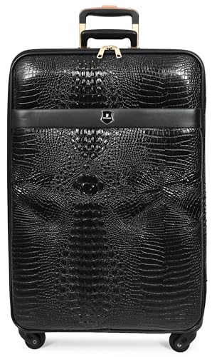 Design premium: pelle PU di alta qualità con stampa coccodrillo animale, esterno morbido hybird con elegante finitura nera e angoli rinforzati per una maggiore durata e stile