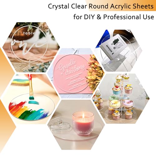 Image of 2 Pieces 1 /8 inch Clear Circle Acrylic Sheet, 13 Inch Diameter Plexiglass Sheet, Round for Cake Discs, Plexiglass Table Top, Acrylic Backdrops and DIY Display Projects Craft