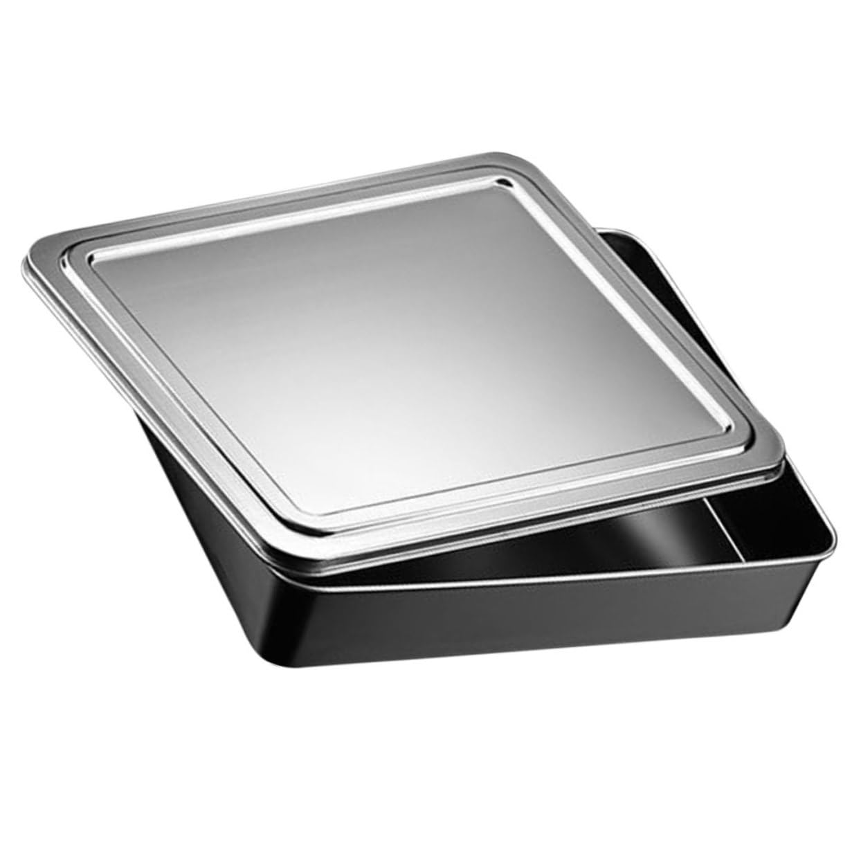 Ciieeo Edelstahl Tiramisu Backform mit Deckel, Rechteckig, Silber