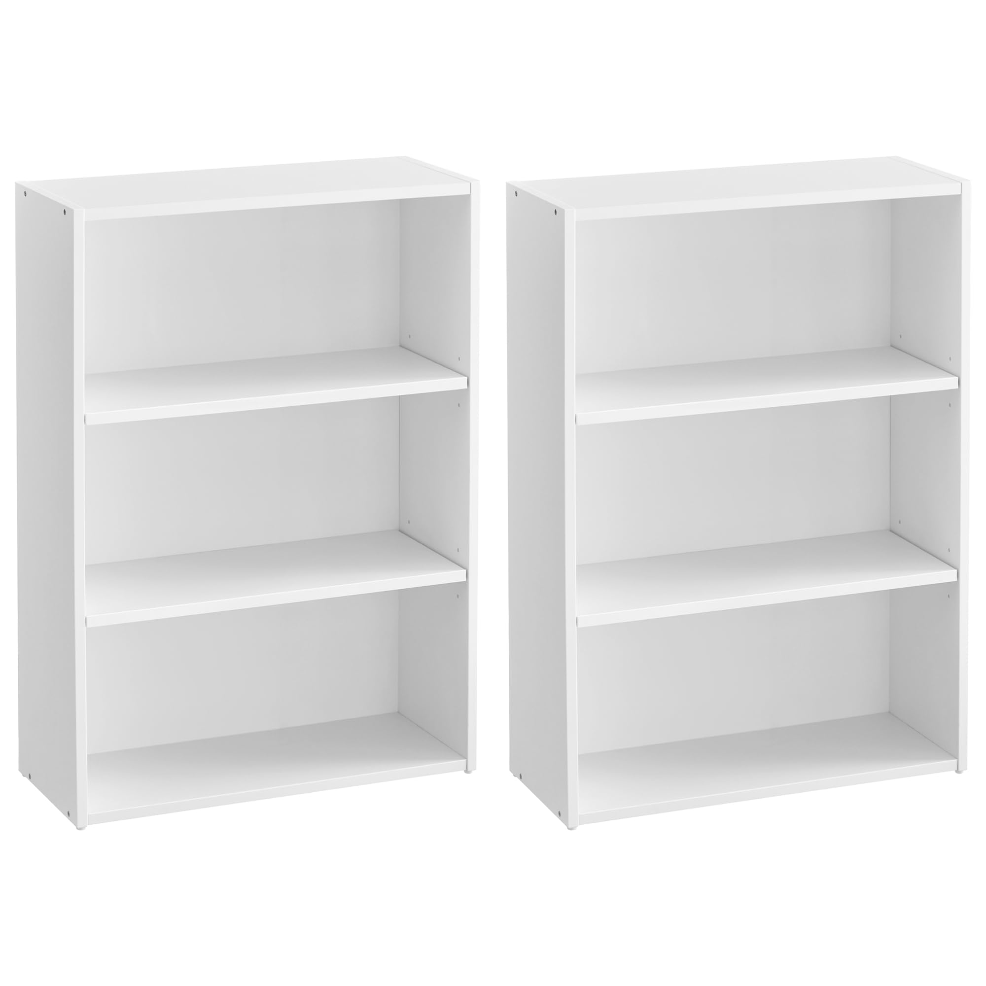 VASAGLE Set of 2 Bookshelves, 23.6 Inches Wide, 3-Tier Open Bookcases with Adjustable Storage Shelves, Floor Standing Units, Cloud White ULBC163T14-2