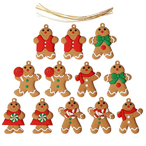 ABOOFAN 12 Pcs Enfeites de Pão de Gengibre de Plástico Enfeites de Gengibre de Plástico Pendurados E