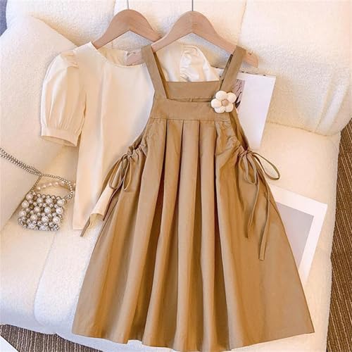 BILIKEYU Girls Summer Dress Sets Puff Short Sleeve Crewneck Shirts and Smocked Flared A-line Flowy Swing2