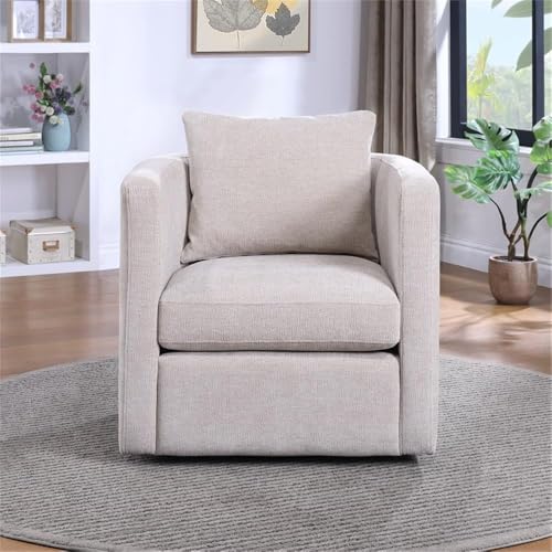 Sillón giratorio contemporáneo beige de tela miniatura 2