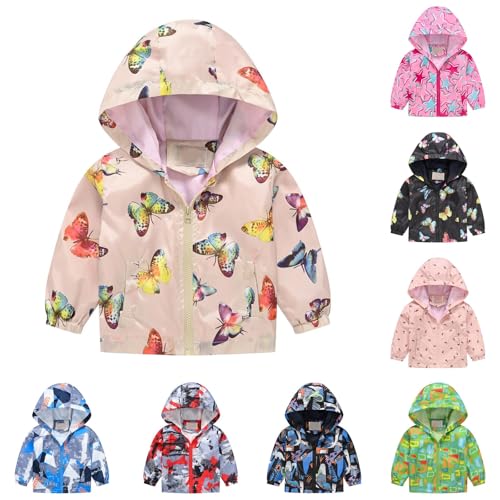 Toddler Windproof Hooded Jackets Zipper Fall Waterproof Long Sleeve Coats Baby Boys Girls Lightweight Outwear