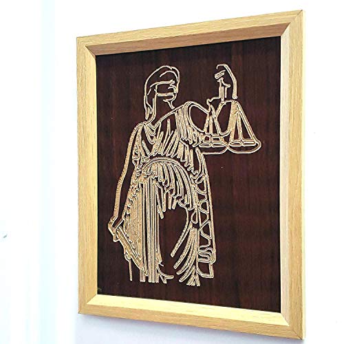 Lady Justice Law Lawyer Framed Art Carved Wood, Home Decor, Wall Art, Wall