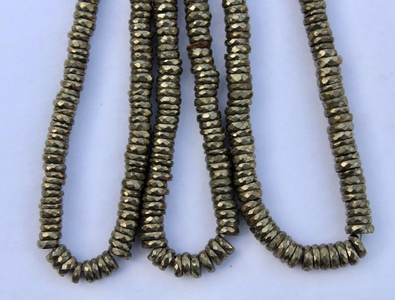 Naturalny piryt heishi fasetowane koraliki 5-7 mm 20 cm długi sznurek tworzenie biżuterii koraliki z kamieni szlachetnych do naszyjnika bransoletki