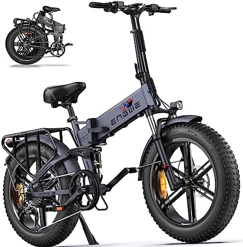 ENGWE Upgrade Folding Electric Bicycle for Adults 750W 48V16Ah Build-in Lithium Large Battey Long Range 20 * 4.0″ Fat Tire E-Bike All Terrien Mountain Snow Beach City Cruiser Electric Bike Engine Pro
