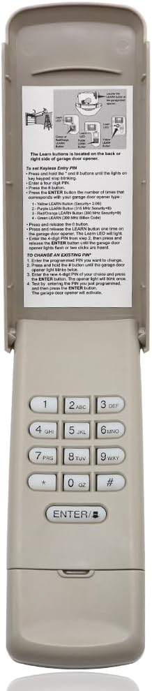 CMXZDCG440 Garage Door Keypad, Compatible with Craftsman/liftmaster/Chamberlain Opener with Red/Orange, Yellow, Purple, Green Learn Button