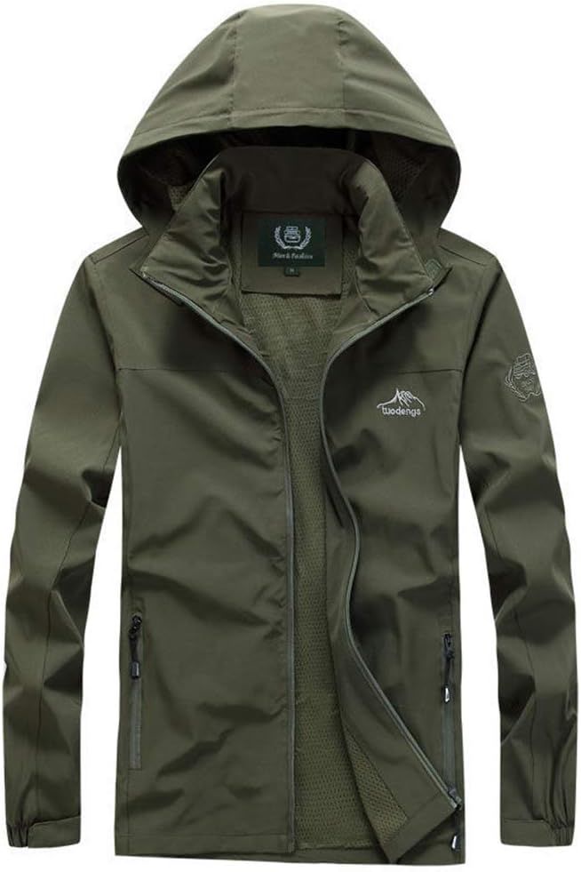 Men's Lightweight Windbreaker Winter Rain Jacket Waterproof Breathable Coat