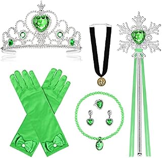Vicloon Elsa Princess Tiara, Fairy Wand and Tiara Crown Elsa Dress Up Accessories Set for Party, Cosplay