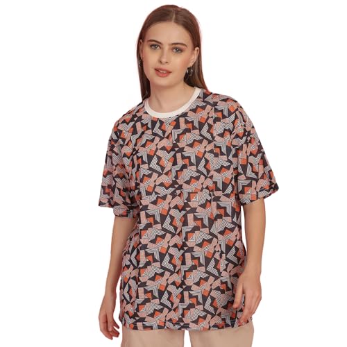 Image of Mack Jonney Printed Round Neck Cotton Regular Fit Oversize Half Sleeves Tshirt for Women(Pack of 3)-MACK631067