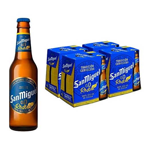 San Miguel 0,0 Radler Cerveza con Limón - Pack de 24 Botellines x 25 cl - Sin Alcohol
