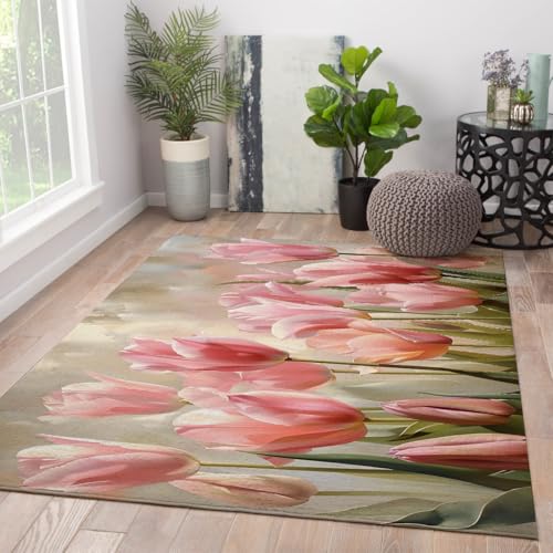 Tapis 180x240cm lavable en machine rose blush grand salon - 4