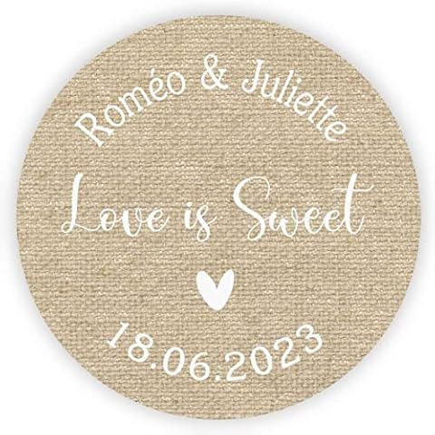MameArt 50stk Aufkleber Personalisiert Hochzeit Love is Sweet Herzen Cover