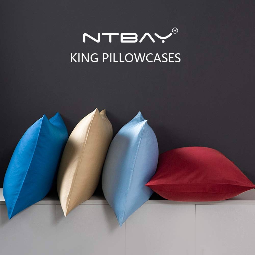 NTBAY 2 Pack 100% Brushed Microfiber Oxford Pillowcases, 1800 Super Soft And Cozy, Wrinkle, Fade, Stain Resistant King Oxford Pillow Cases | Hotel Quality Pillow Shams, 50x90 Cm, White