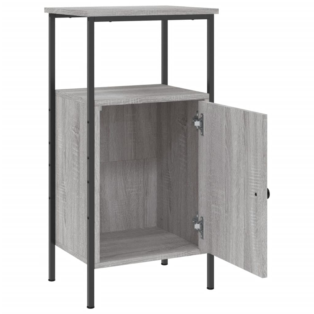 Nachttisch Grau Sonoma-Eiche 41x31x80 cm, Holzwerkstoff, industrielles Design, Stabiler Eisenrahmen, verstellbare Beine, vielseitiger Stauraum für Schlafzimmer und Wohnzimmer