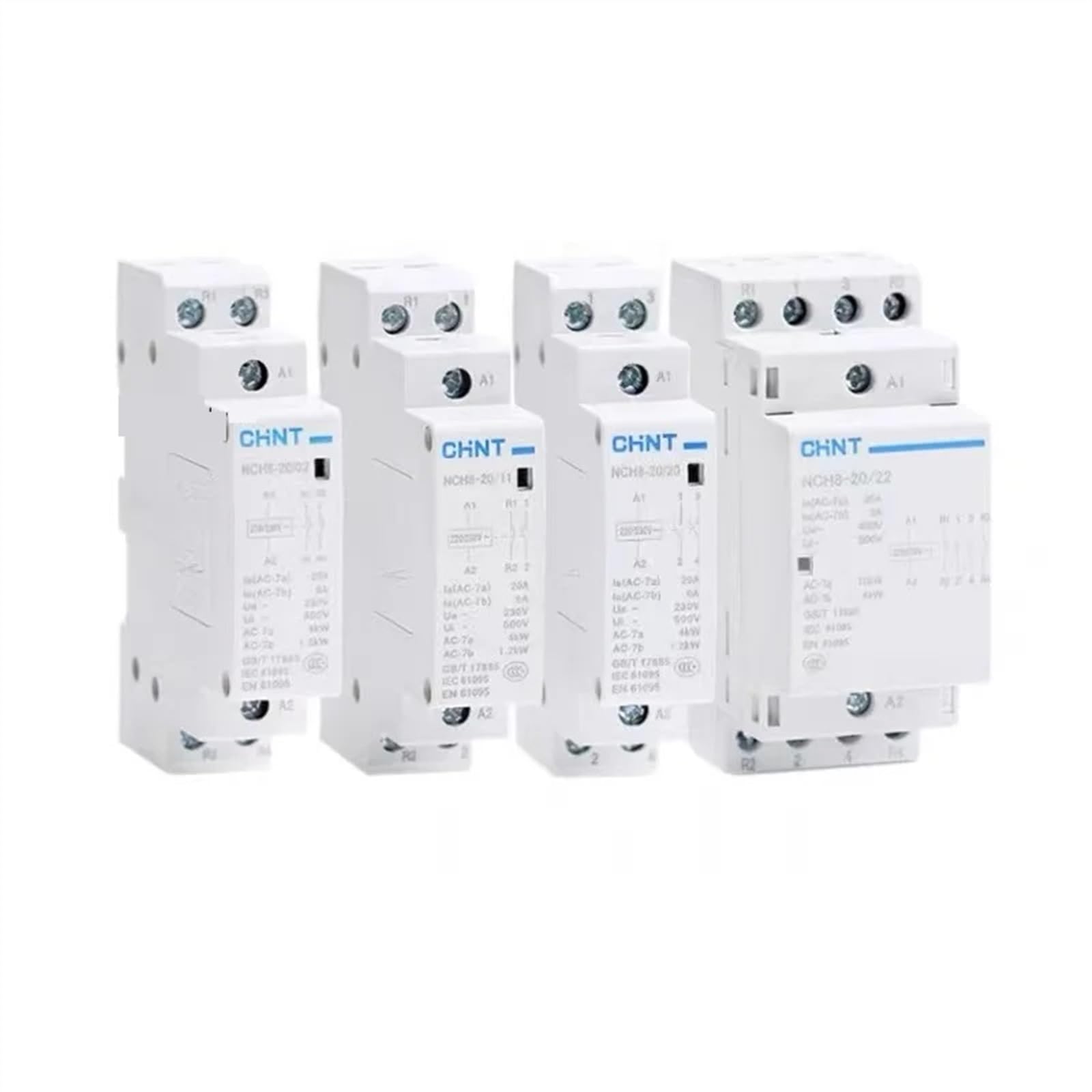 Mini stycznik domowy AC 220 V 230 400 20 A 25 A 40 A 63 A 1 NO NC 2 NO 4 NCH8 trójfazowy (Nch8-63,2NC)