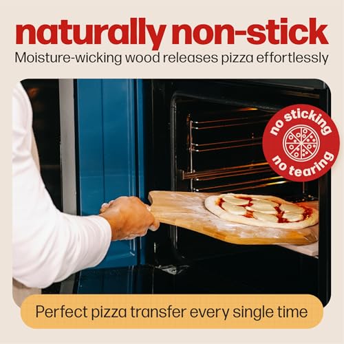 Image of HANS GRILL Wooden Pizza Peel 12 Inch - Bamboo Wood Pizza Peel 12 Inch Paddle For Oven - Restaurant Grade Natural Bamboo Paddle, Multi-use Spatula - Large Wooden Board For Serving and Transferring