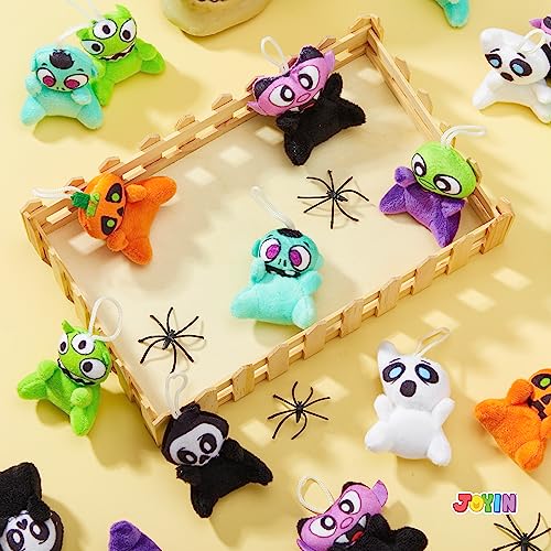Image of JOYIN 28 PCS Halloween Mini Plush Toy Assortment with 7 Characters, Mini Halloween Plush Toy Bulk for Kids Trick or Treating, Classroom Party Favors Supplies Prizes, Goodie Bag Stuffers Fillers