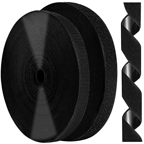 Image of 3 /4 Inch x 82 Feet Black Hook and Loop Tape, Non Slip Couch Cushion Gripper | Bulk Sticky Back hook loop tape, Apply No Punching Wall Mounting, Keep Carpet Socket in Place at Home and Office