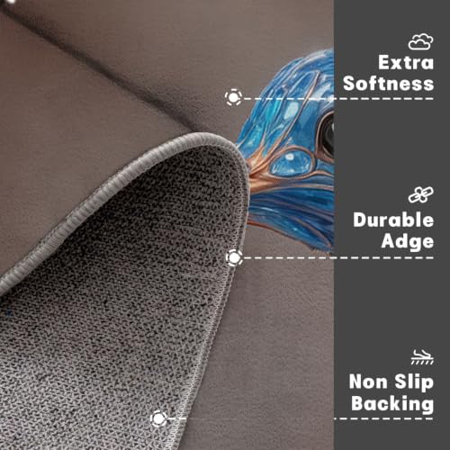 Tapis rond bleu colibri gemme 180cm antidérapant lavable