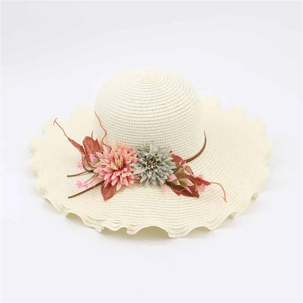 Sombrero de paja para mujer, transpirable, con flores grandes, simple, para playa, vacaciones, playa