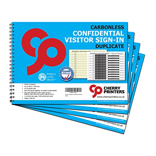 Cherry NCR   Libro de registro para visitantes confidenciales (A4, 50 juegos, 4 unidades)