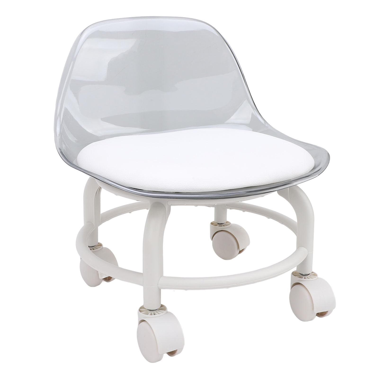 Taburete bajo con Rus Rus Giratorias 360 ​​Grados Taburete con Alta Resistencia Asiento con Plástico con Resp Cómodo para el Hogar Oficina Garaje Tienda