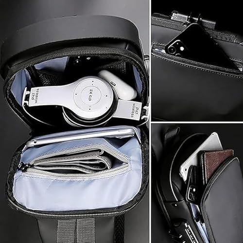 Image of WildHorn AeroShield Waterproof Anti-Theft Sling Bag for Men & Women | Crossbody Chest Shoulder Bag with USB Charging Port | Lightweight, Travel & Daily Use | Adjustable Strap