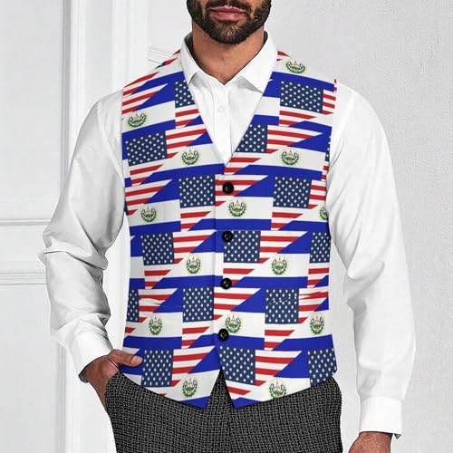 U.S. And El Flag Suit Vest for Men Slim Fit Tuxedo Waistcoat Button Down V Neck Business Dress Coat4