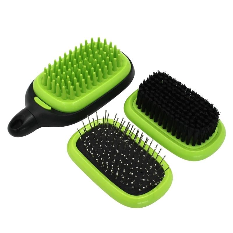 3-in-1 doppelseitige abnehmbare Haustier-Zupfbürste, Hundepflege-Set, Nadelkamm, Fellkamm, Massage for Hunde und Katzen