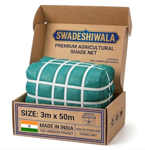 Image of SWADESHIWALA UV Stabilized Agro Green House Net Garden Shadenet Multipurpose - 50% 3mx50 m (10ft x 164ft) - Green (3X50M)