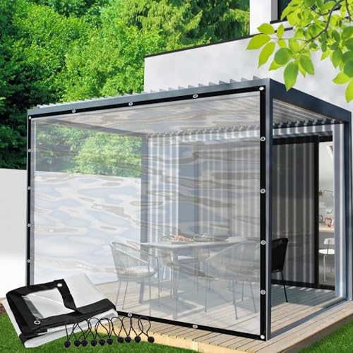 Pavillon Seitenwände Transparente wasserdichte Plane mit Ösen Outdoor Vorhang für Pergola, Veranda, Pavillon Seitenteile(2.5x3m)