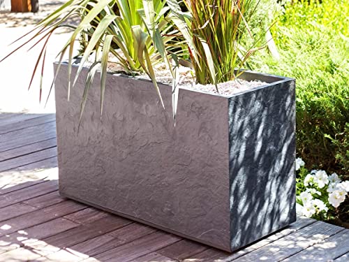 EDA - Wandhalterung Volcania 116 l – Dekor Steinoptik – doppelwandig – Wasserrückhaltebereich – 99,5 x 39,5 x 60 cm – Grau Anthrazit