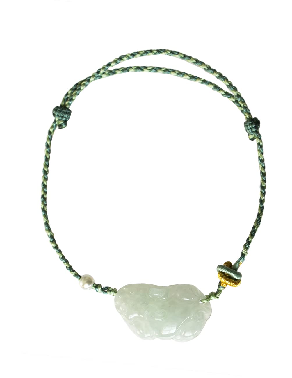 Dahlia Fortune Pixiu Jade Bracelet, Real Grade A Certified Burma Jadeite Bead Pi Yao Wristlet, Adjustable Cord