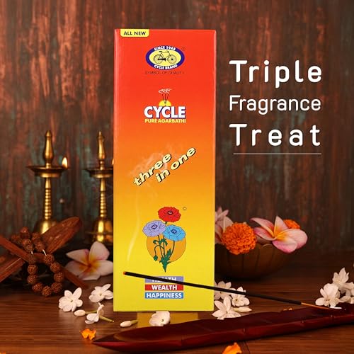 Image of Cycle Pure Three in One Agarbathi Premium Scented Incense Sticks for Health, Wealth & Happiness 250 GM