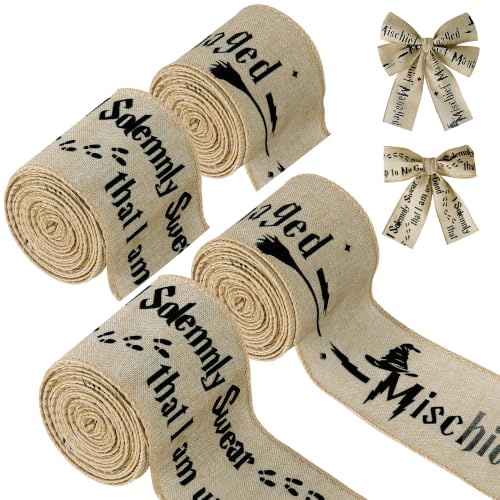 4 Rolls 6 Yards x 2.5 Christmas Wizard Wired Ribbon Fabric Thin Wire