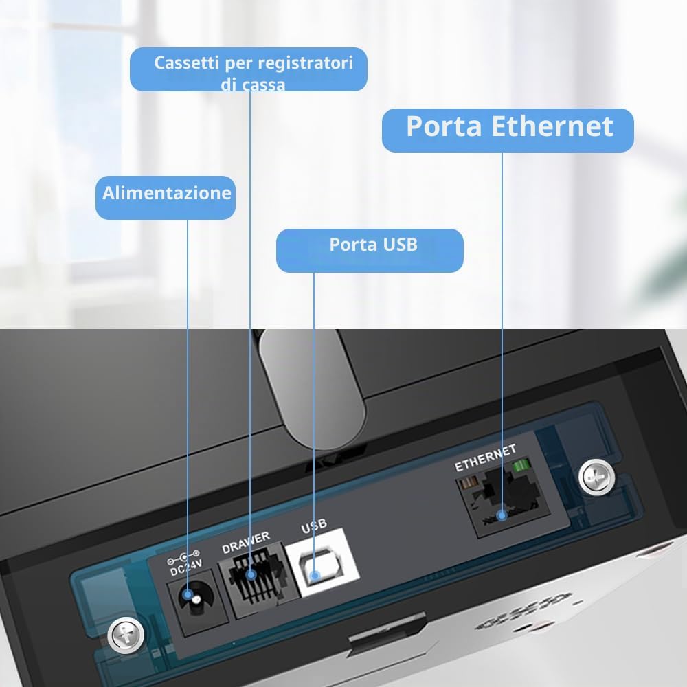 ACLAS Stampante termica 80mm per ricevute con auto-cut ESC/POS per cassetto registratore di cassa (250 mm/sec, USB/LAN/Ethernet Serial Port)