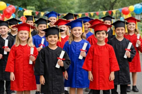 Image of Graduation gown for kids with Cap for convocation dress for school ceremony
