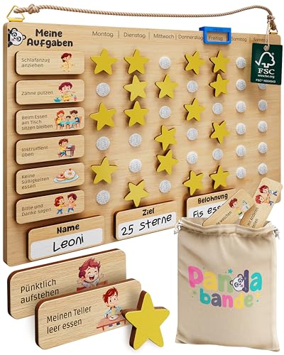 PANDABANDE Premium Belohnungstafel Kinder Holz - 100% FSC-zertifiziert