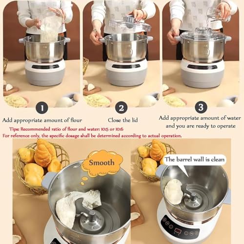 Mixeur électrique pour pâtisserie, pétrin à farine en acier inoxydable de 7 L avec fonction fermentation, fermentation thermostatique, avec tasses et cuillères à mesurer pour pâtisserie mais