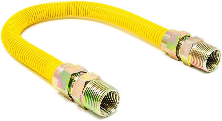 1 inch OD, 36 inch long Gas Connector with 3/4 inch MIP x 3/4 inch MIP Adapter (Click in for more size options) 1'' OD Coated Stainless Steel Dryer/Heater Connector
