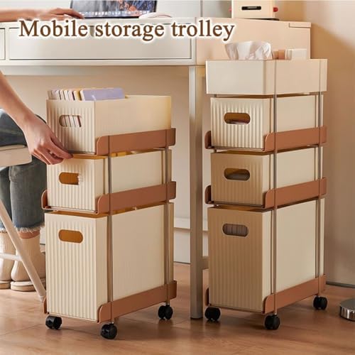 Rollwagen – 3-stöckige, platzsparende mobile Snack-Aufbewahrungslösung für Küche und Büro – ausziehbares Design für einfachen Zugang und vielseitige Organisation