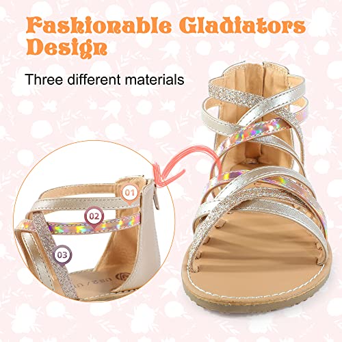 Girls Gladiator Sandals Open Toe Breathable Summer Sandals with Heel Zipper (Little Kid/Big Kid)2